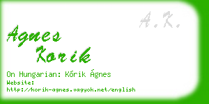 agnes korik business card